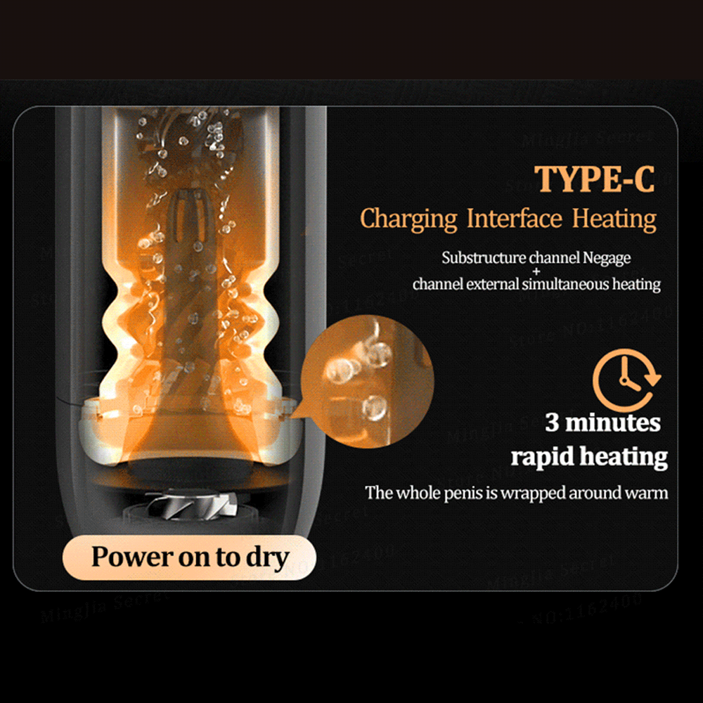 Leten – Black Hurricane Hole - 6 Modes Telescopic Suction Heating Male Stroker – product view 9