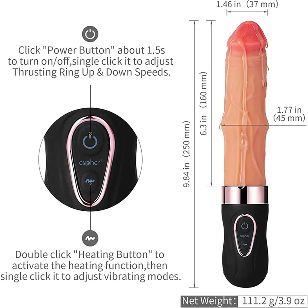 6 Thrust Ring Up/Down Speeds And 9 Intense Vibration 36.5℃ Heated Vibrating Dildo – product view 5