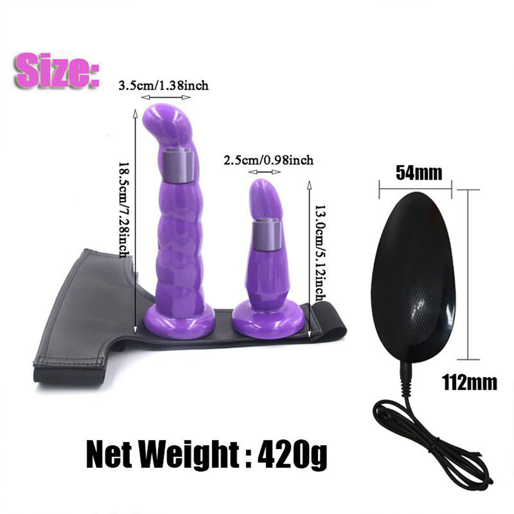 Wireless Remote Control Vibrating Bondage Wearable Double-Ended Realistic Silicone Dildo – product view 3