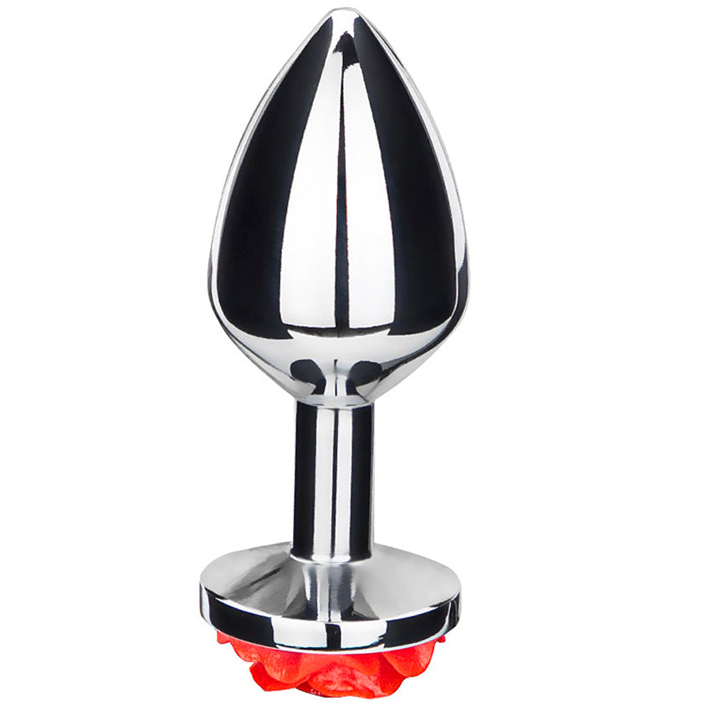 Rose Metal Butt Plug | Silver Small Anal Plug Sex – product view 3