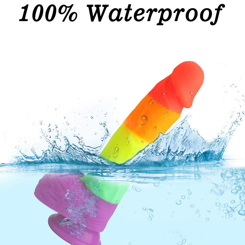 Powerful Suction Cup Base 8.1-Inch Realistic Rainbow Dildo – product view 5