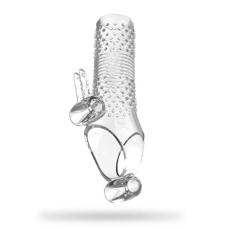 Uxol Silicone Textured Erection Transparent Vibrating Penis Sleeve – product view 8