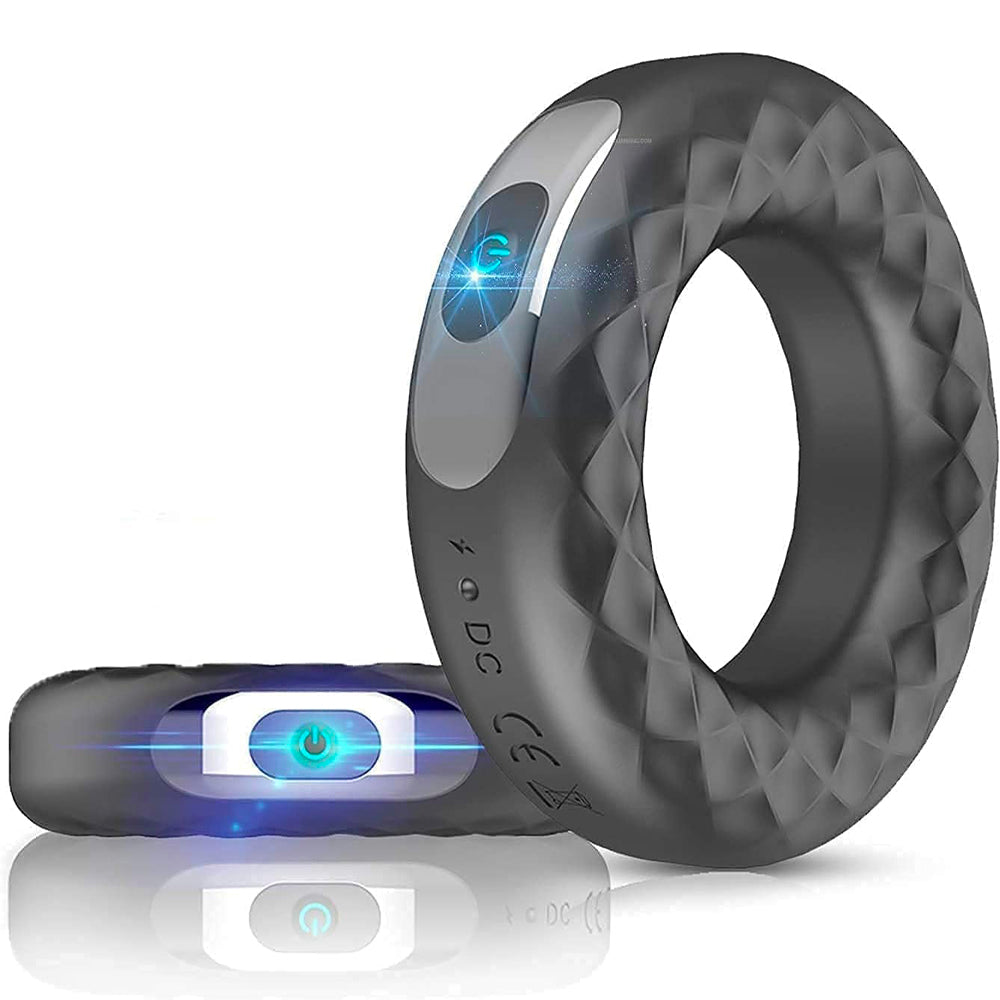 Silicone vibrating locking sperm ring male delayed masturbator – product view 7