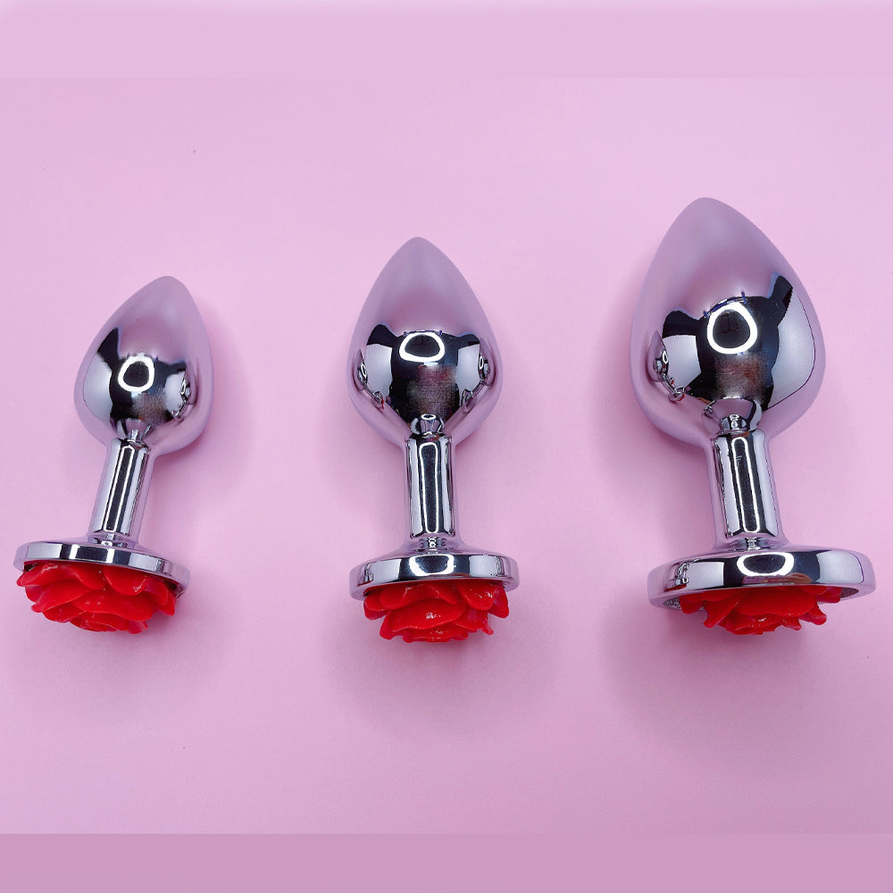 Rose Metal Butt Plug | Silver Small Anal Plug Sex – product view 5