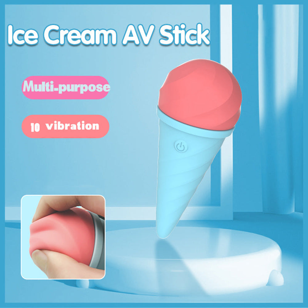 Cordless Cute Ice Cream 10 Vibrating Modes Wand Massager – product view 4