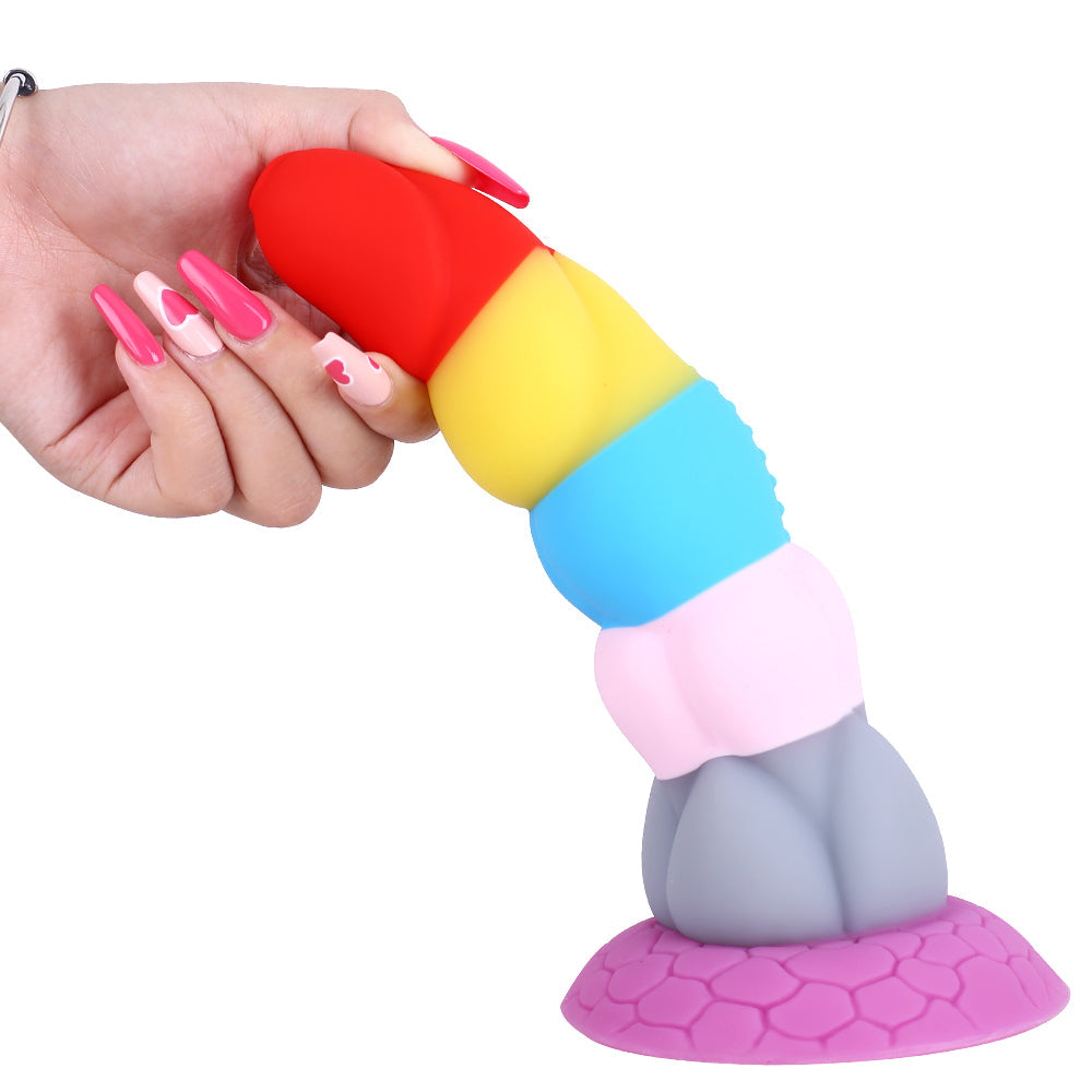 8 Inch Rainbow Dildo Silicone Best Suction Cup Allovers Dildo – product view 2