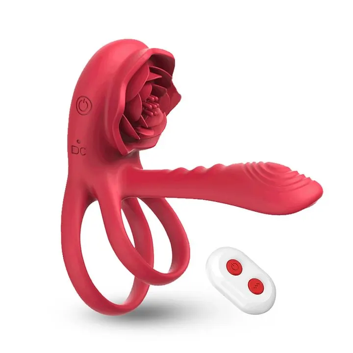 3-in-1 Rose G-Spot Vibrator Clit Stimulator & Penis Ring