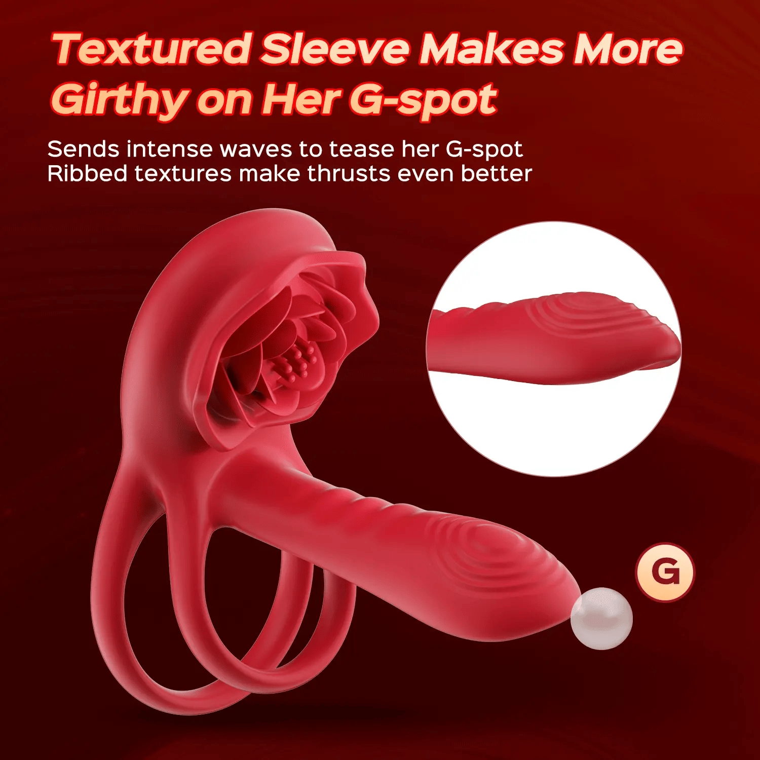 3-in-1 Rose G-Spot Vibrator Clit Stimulator & Penis Ring – product detail 5