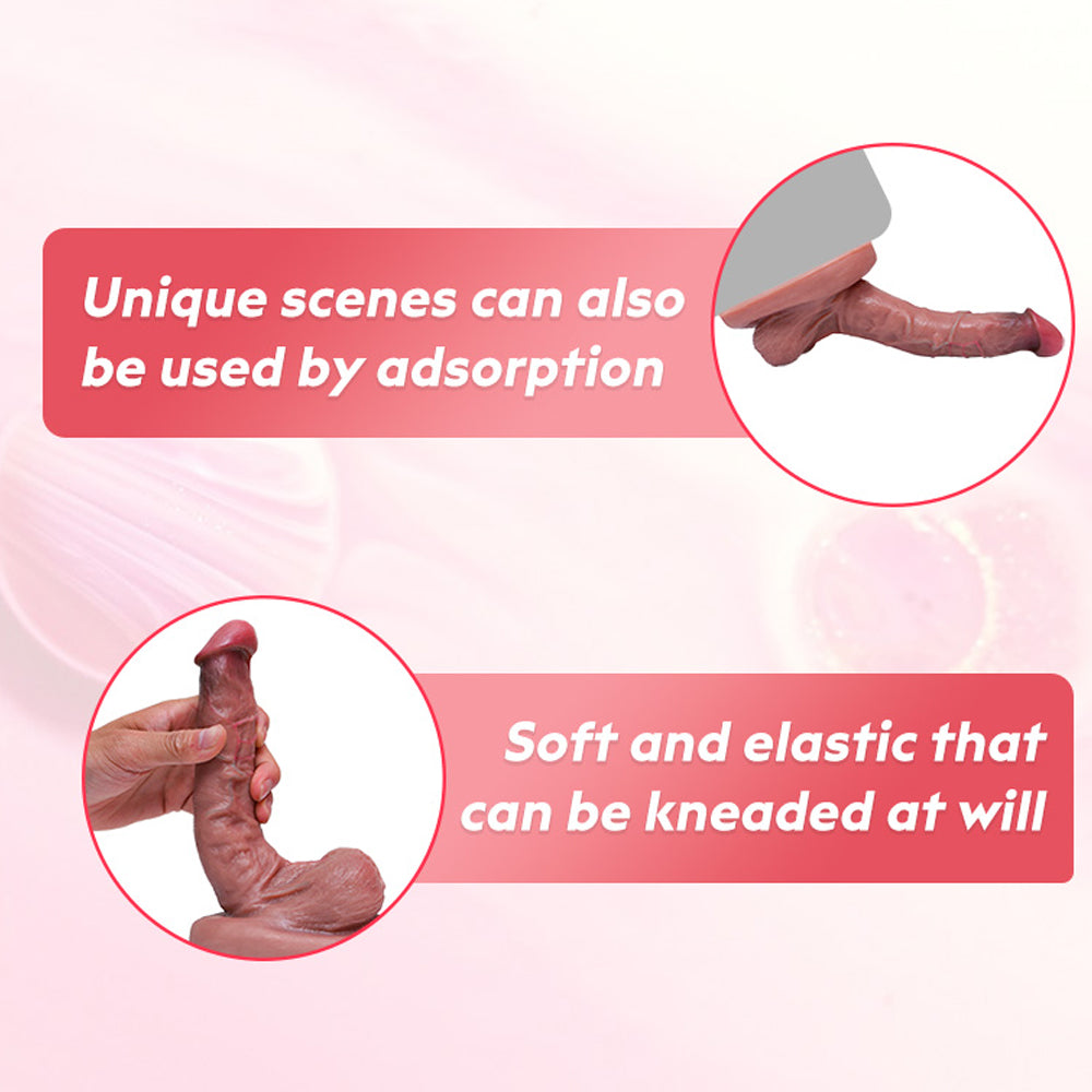 8.3 Inch Thickened Suction Silicone Dildo Free Bending Allovers Dildo