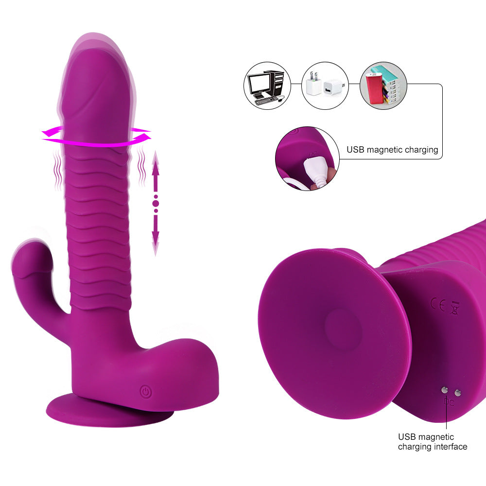 Suction Cup Rabbit Dildo Vibrator with Rotating Thrusting Remote Control – product view 4