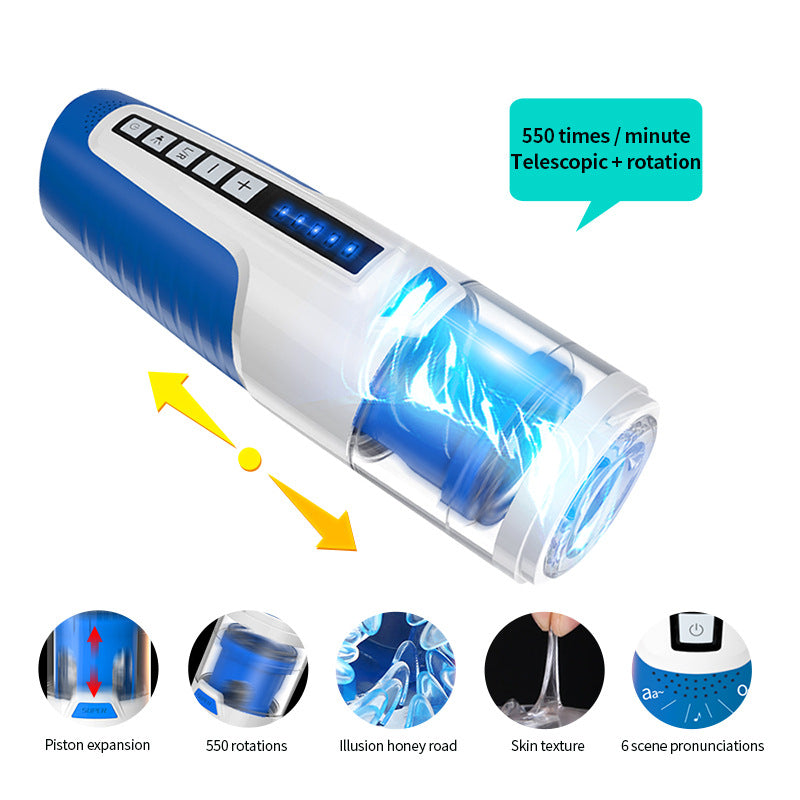 Leten 6 Scenes 5-Speeds & Frequency Rotating Telescopic Male Stroker – product view 3