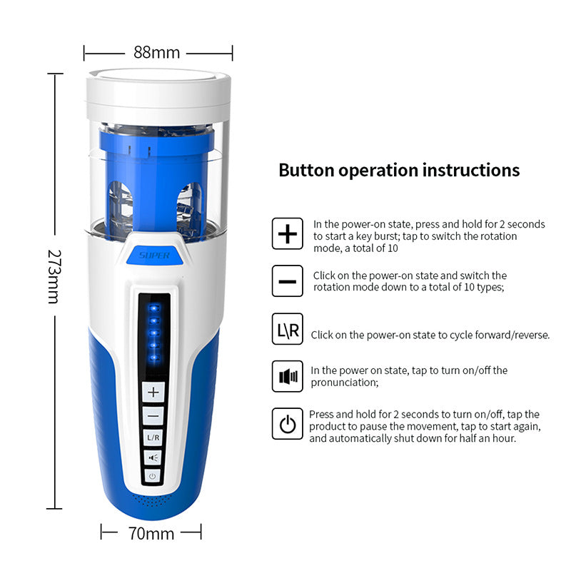 Leten 6 Scenes 5-Speeds & Frequency Rotating Telescopic Male Stroker – product view 10
