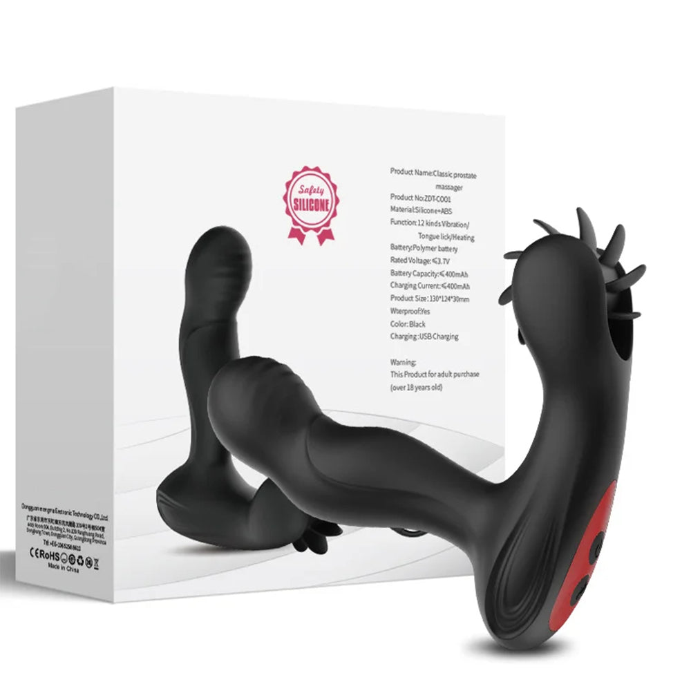 Remote Control Dual Vibrating Heated Tongue Licking Clitoris Stimulator Anal Plug – product view 10