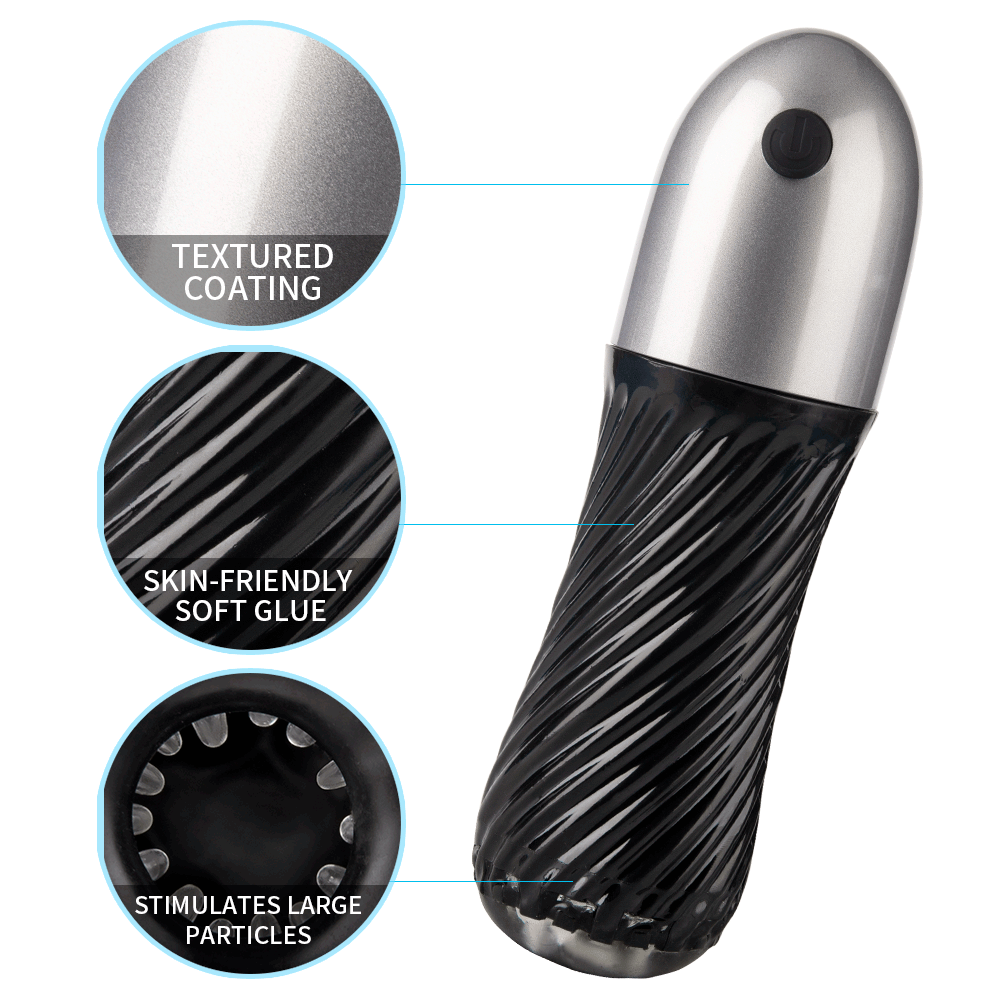 Black Cyclone 10 Vibration Sucking Masturbation Cup Retractable Simulation Touch Spiral Male Stroker – product view 2