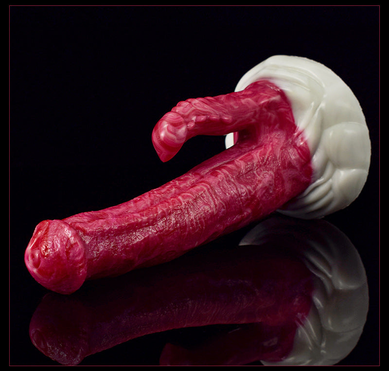 Simulated Alien-Shaped Female Penis Dual-Channel Silicone Dildo – product view 6