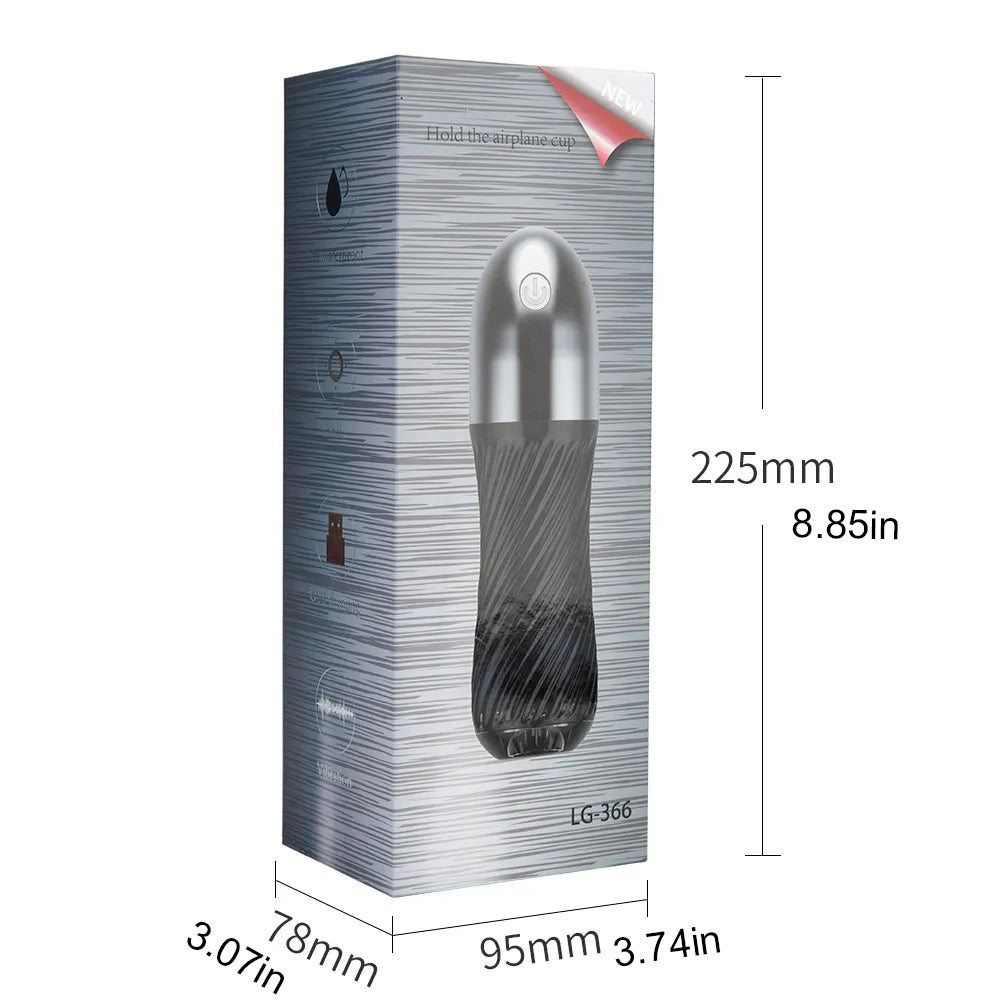 Black Cyclone 10 Vibration Sucking Masturbation Cup Retractable Simulation Touch Spiral Male Stroker – product view 6