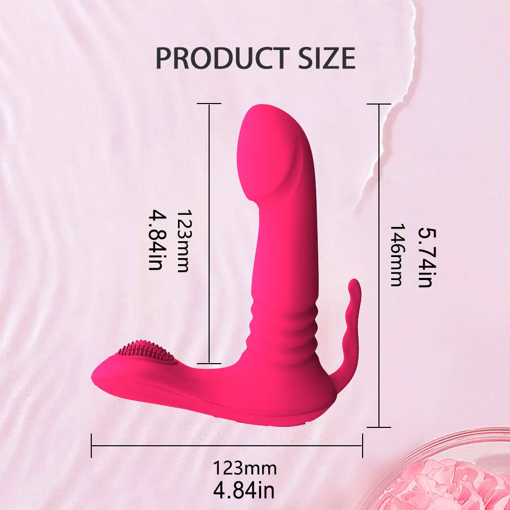 Pink Female Vibrator Strap on Thrusting Dildo APP Control – product view 6
