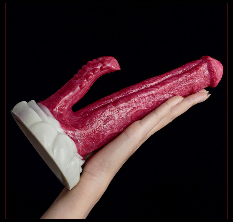 Simulated Alien-Shaped Female Penis Dual-Channel Silicone Dildo – product view 3