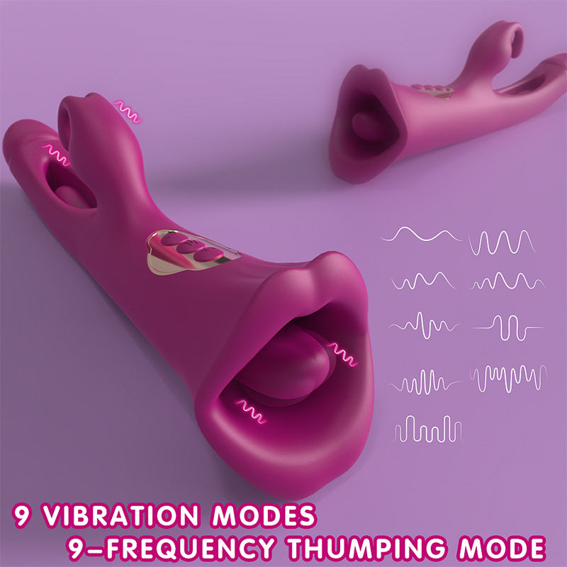 3 in 1 G-spot Vibration Slap Tongue Licking Rabbit Vibrator – product view 3