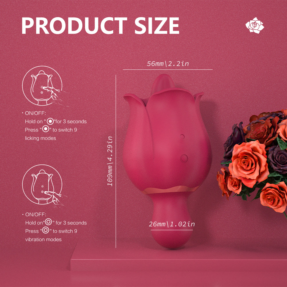 9 Frequency Rose Vibrators Vibrating Tongue Clitoris Stimulator – product view 6
