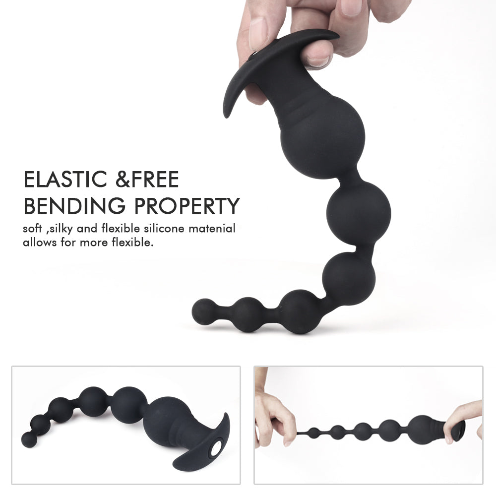 Uxol 9 Frequency Vibrating Silicone Anal Bead Charging Butt Plug – product view 2