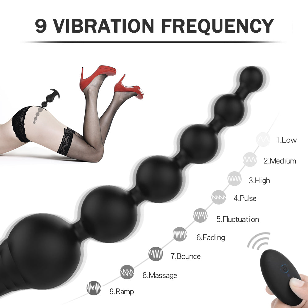 Uxol 9 Frequency Vibrating Silicone Anal Bead Charging Butt Plug – product view 3