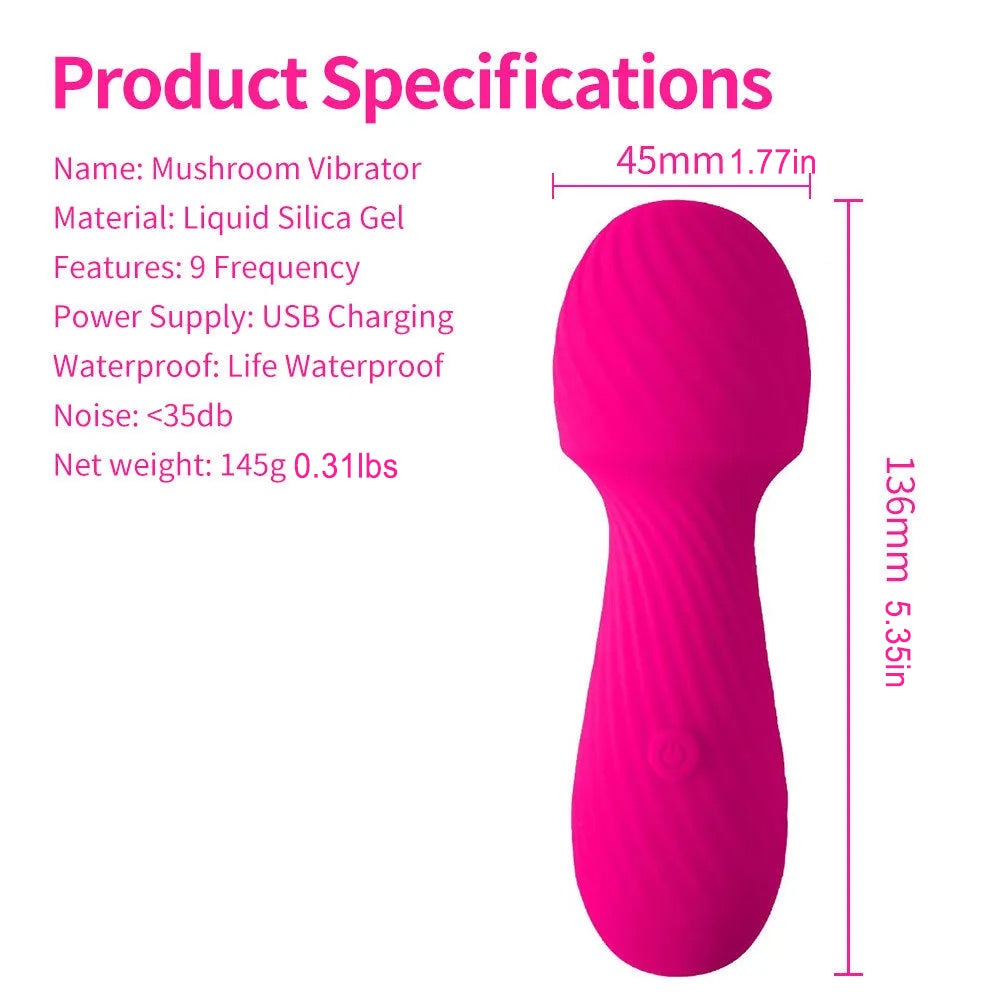 Mushroom Mini Rechargeable Full Waterproof Vibrator – product view 6