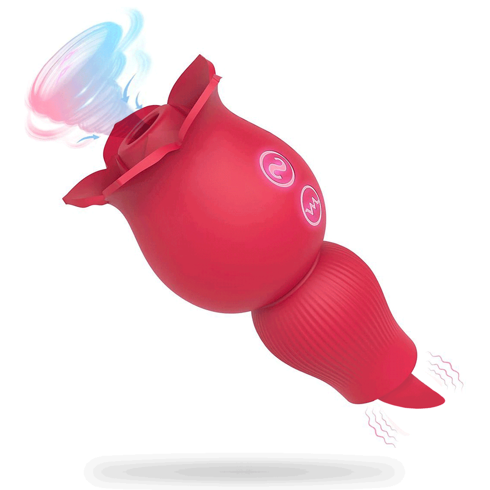 2 in 1 Rose Suction Vibrator and Tongue Vibrator for Female Male