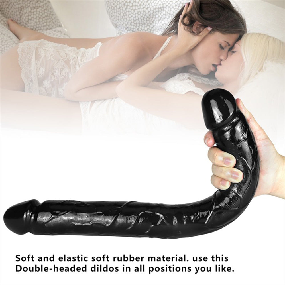 18 Inch Black Lesbian Double Ended PVC Dildo – product view 4