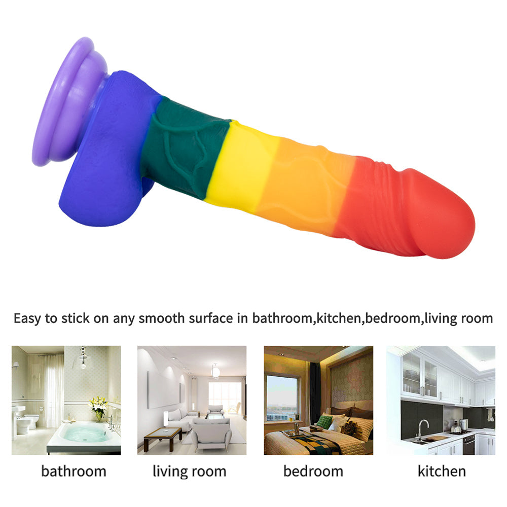 8 Inch Allovers Dildo Transparent Sucker Rainbow Dildo – product view 6
