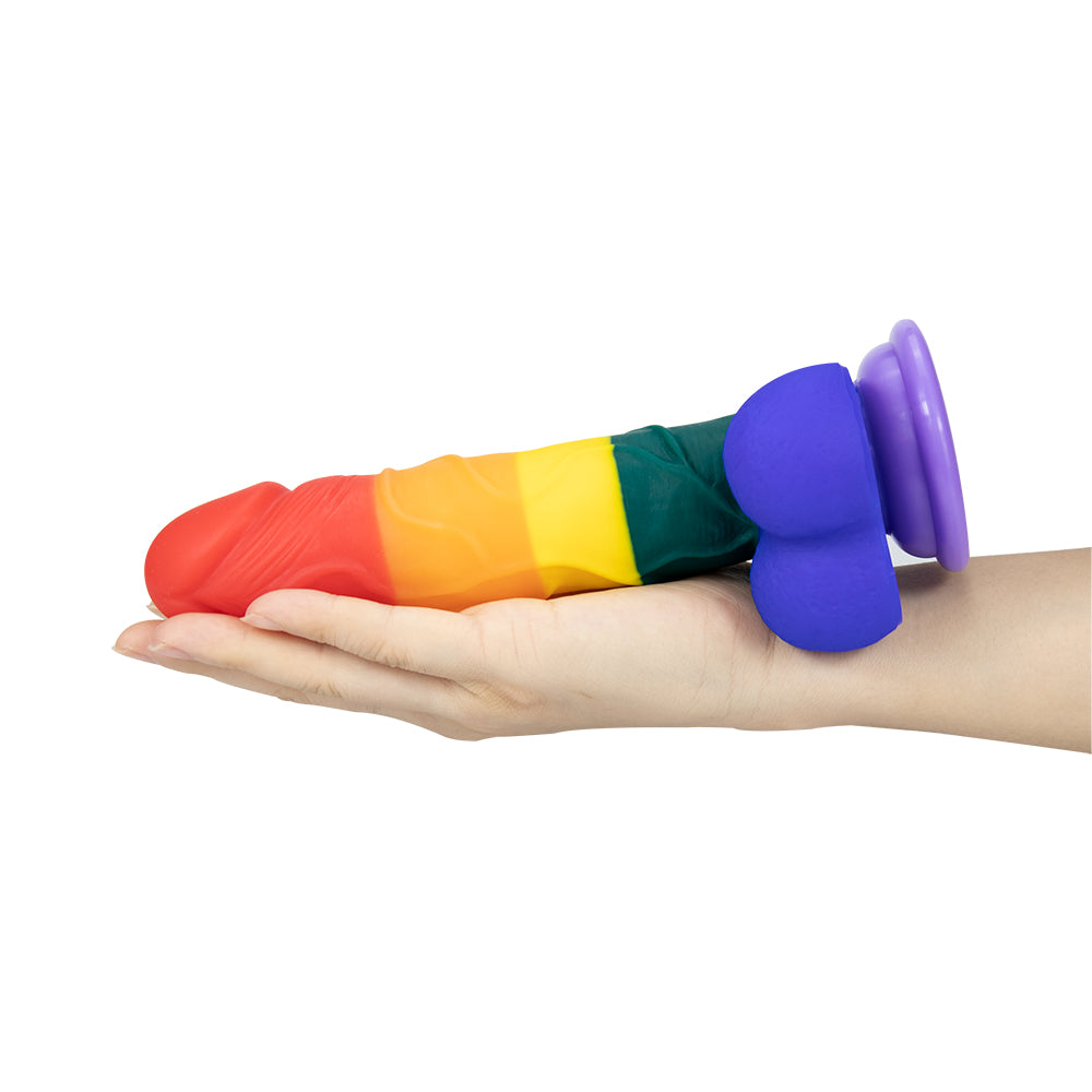 8 Inch Allovers Dildo Transparent Sucker Rainbow Dildo – product view 9