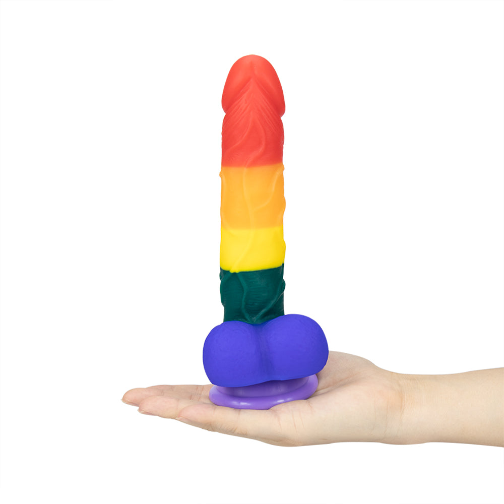 8 Inch Allovers Dildo Transparent Sucker Rainbow Dildo – product view 8