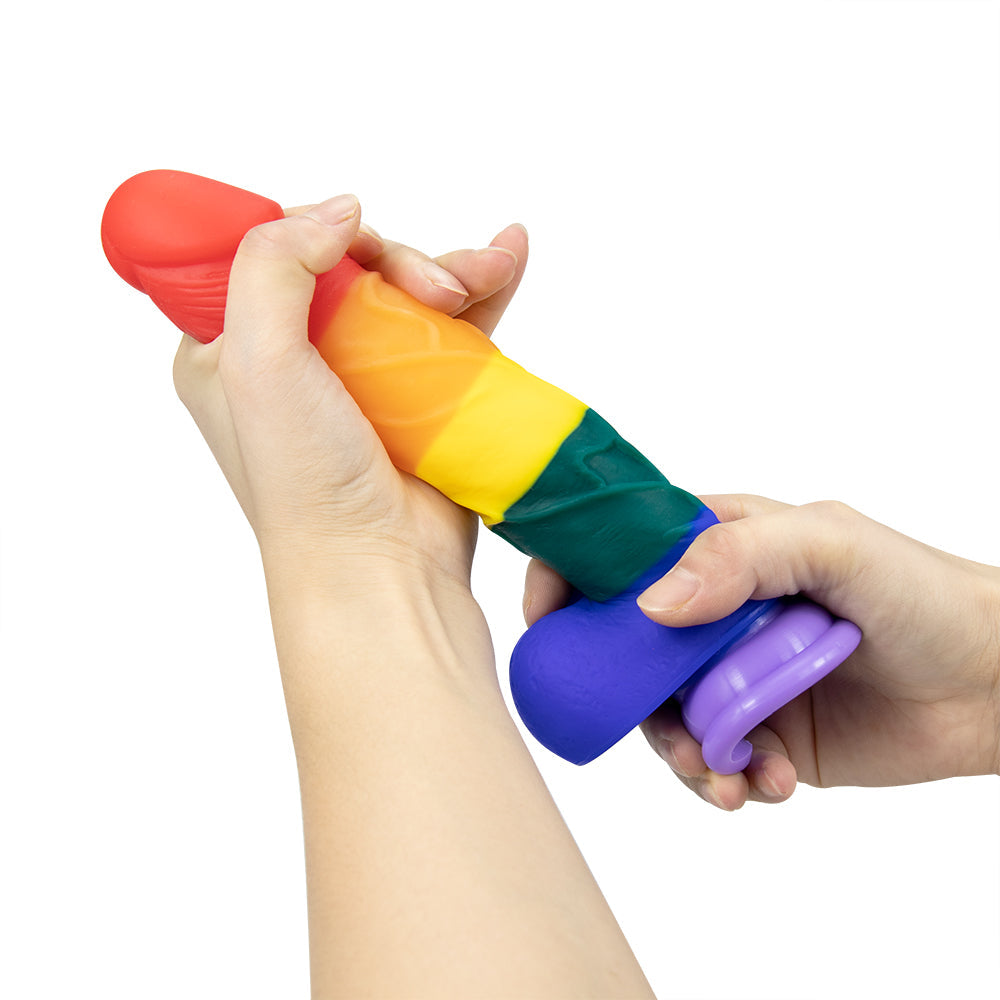 8 Inch Allovers Dildo Transparent Sucker Rainbow Dildo – product view 11