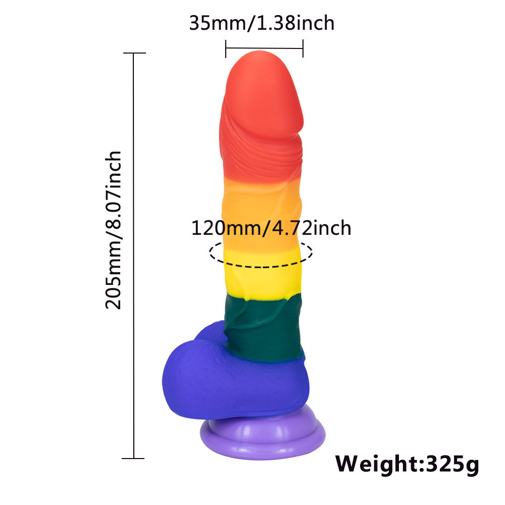 8 Inch Allovers Dildo Transparent Sucker Rainbow Dildo – product view 7