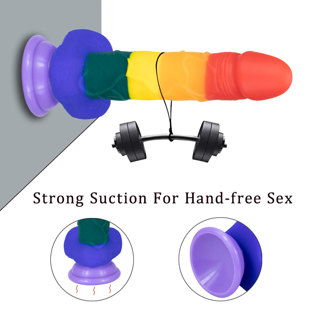8 Inch Allovers Dildo Transparent Sucker Rainbow Dildo – product view 5