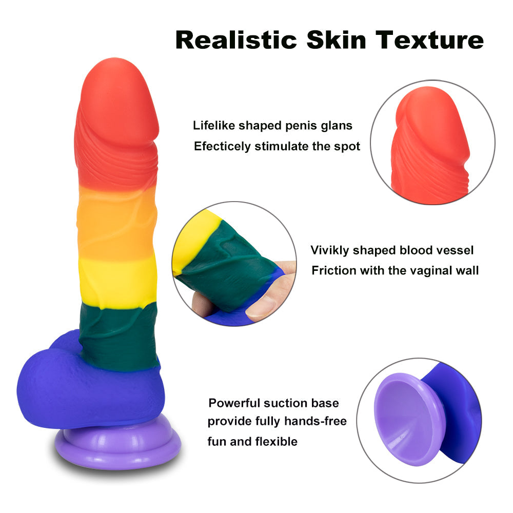 8 Inch Allovers Dildo Transparent Sucker Rainbow Dildo – product view 4