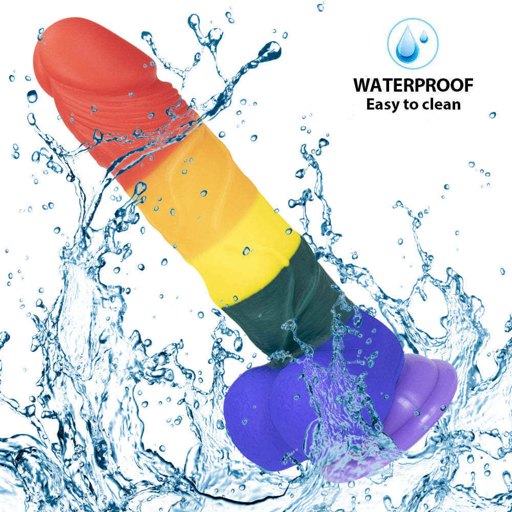 8 Inch Allovers Dildo Transparent Sucker Rainbow Dildo – product view 3
