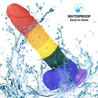8 Inch Allovers Dildo Transparent Sucker Rainbow Dildo – product view 3