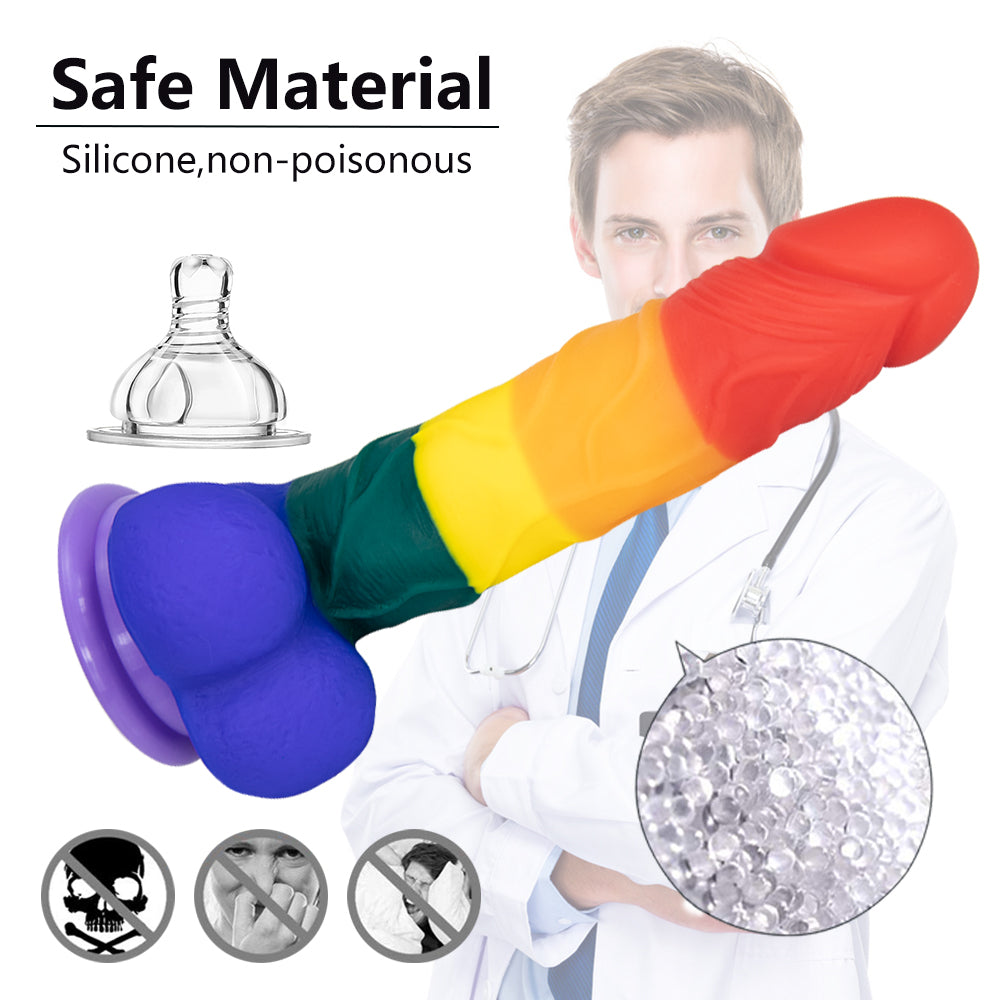 8 Inch Allovers Dildo Transparent Sucker Rainbow Dildo – product view 2