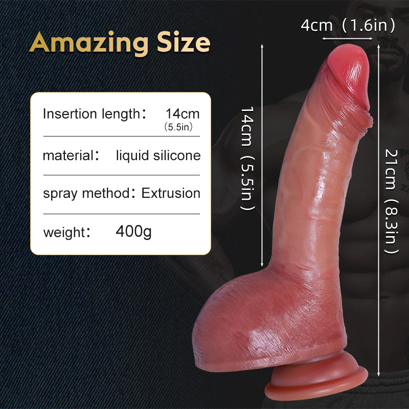 8.3 Inch Silicone Squirt Allovers Dildo-Extra Thick Telescoping Dildo