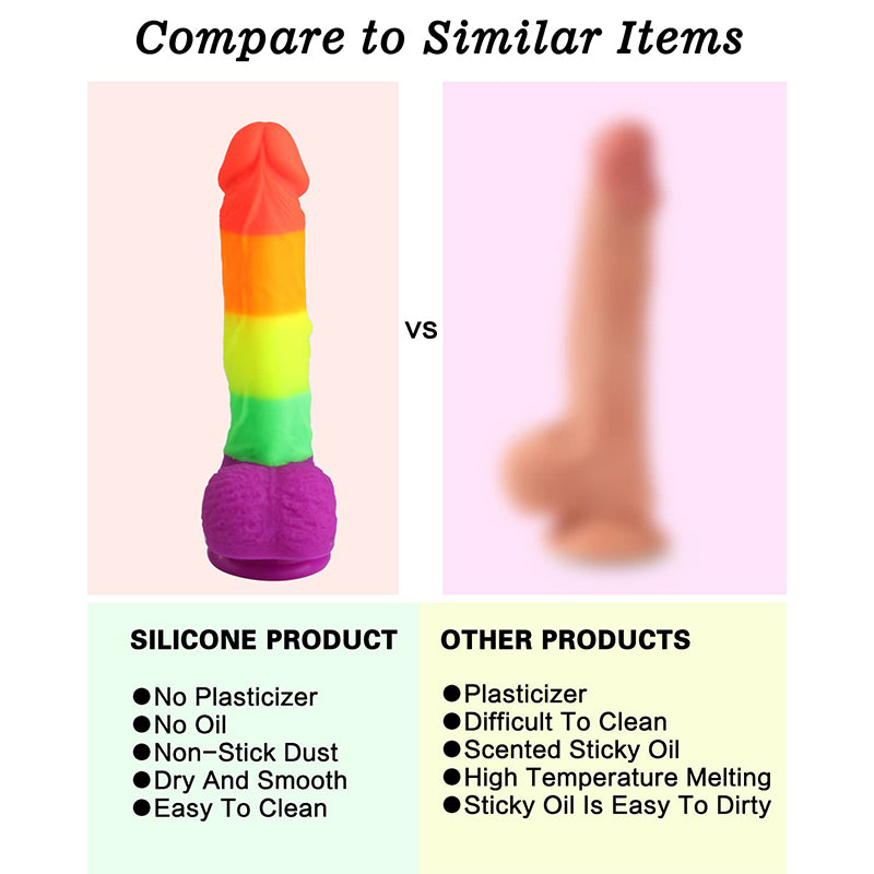 Powerful Suction Cup Base 8.1-Inch Realistic Rainbow Dildo – product view 4