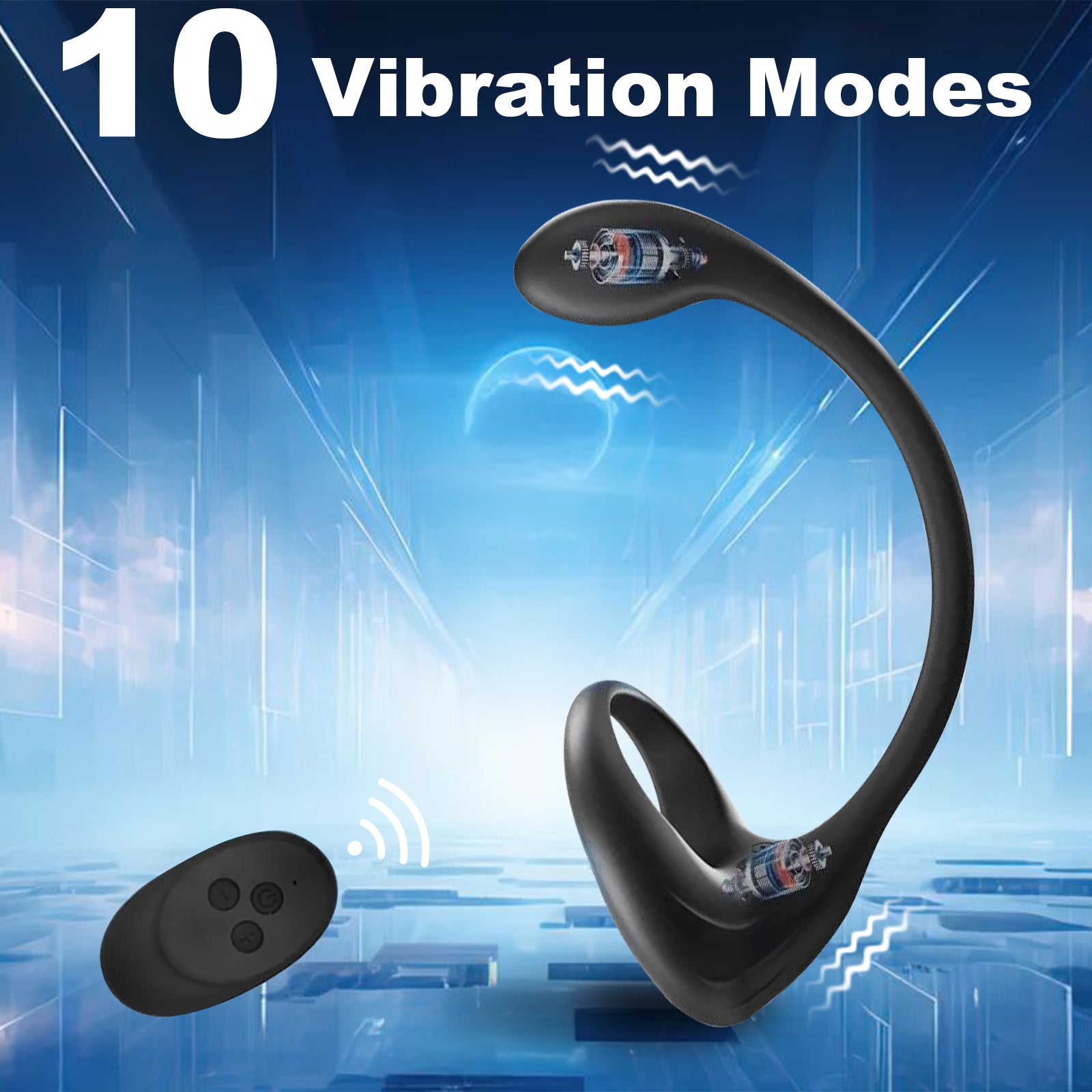 3 in 1 Dual Motor 10 Modes Vibrating Cock Ring with Anal Plug, Uxol 10 Vibration Modes Adult Sex Toys for Men Couples, Prostate Massager G spot Nipple Vibrator Remote Control – product view 8