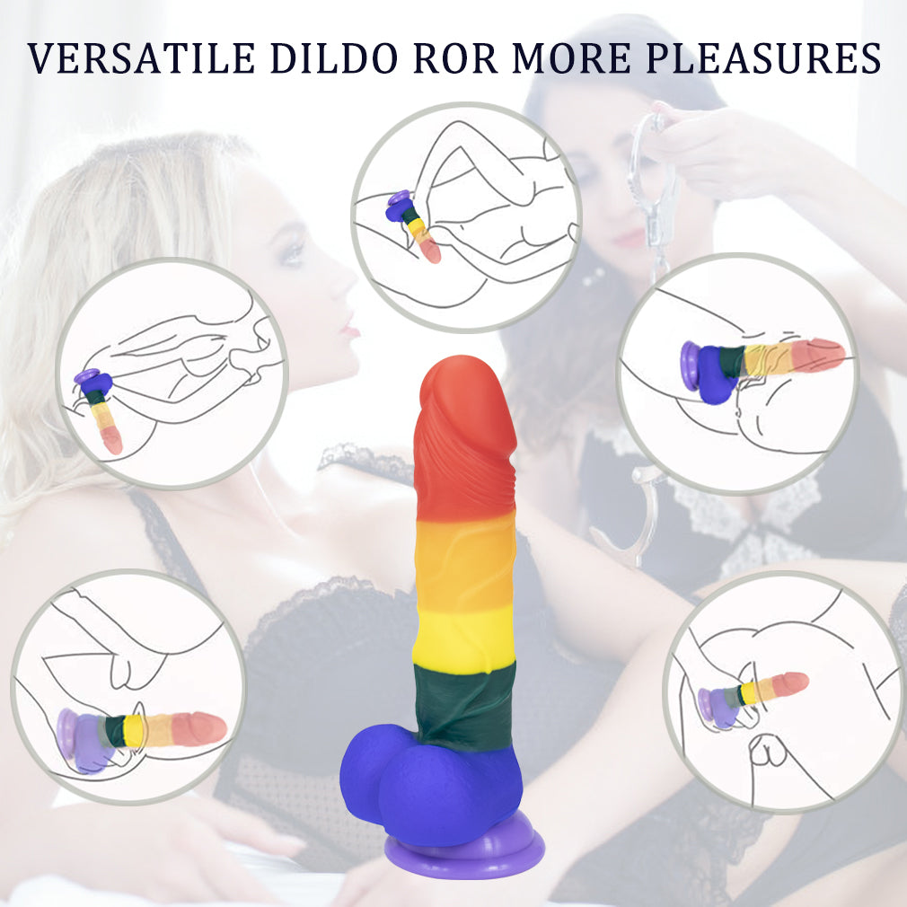 8 Inch Allovers Dildo Transparent Sucker Rainbow Dildo – product view 14