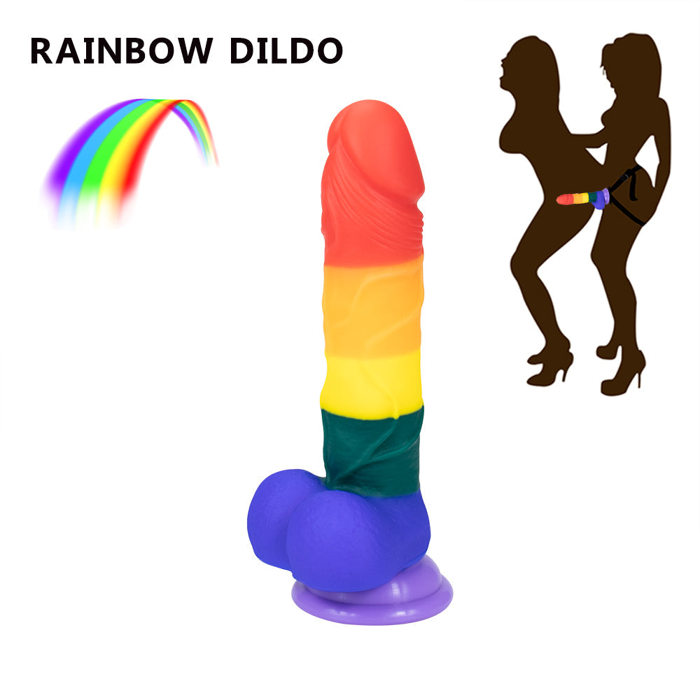 8 Inch Allovers Dildo Transparent Sucker Rainbow Dildo – product view 15