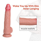 9.3 Inch Double Thickened Allovers Thrusting Dildo Foreskin 9 Inch Dildo