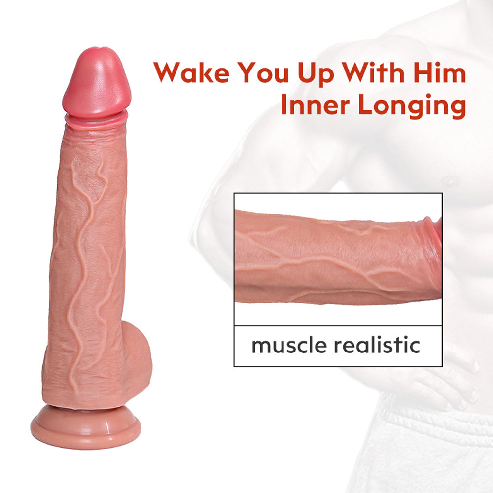 9.3 Inch Double Thickened Allovers Thrusting Dildo Foreskin 9 Inch Dildo
