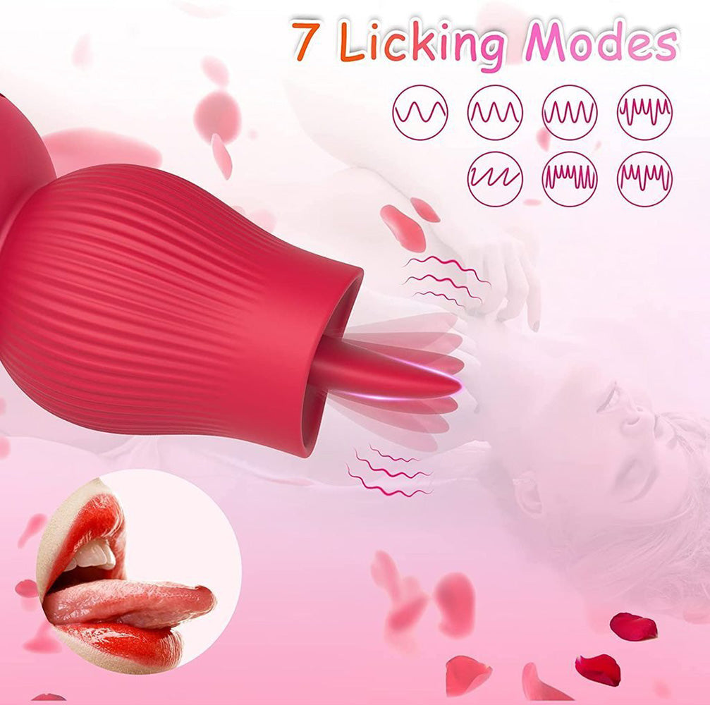2 in 1 Rose Suction Vibrator and Tongue Vibrator for Female Male – product view 3