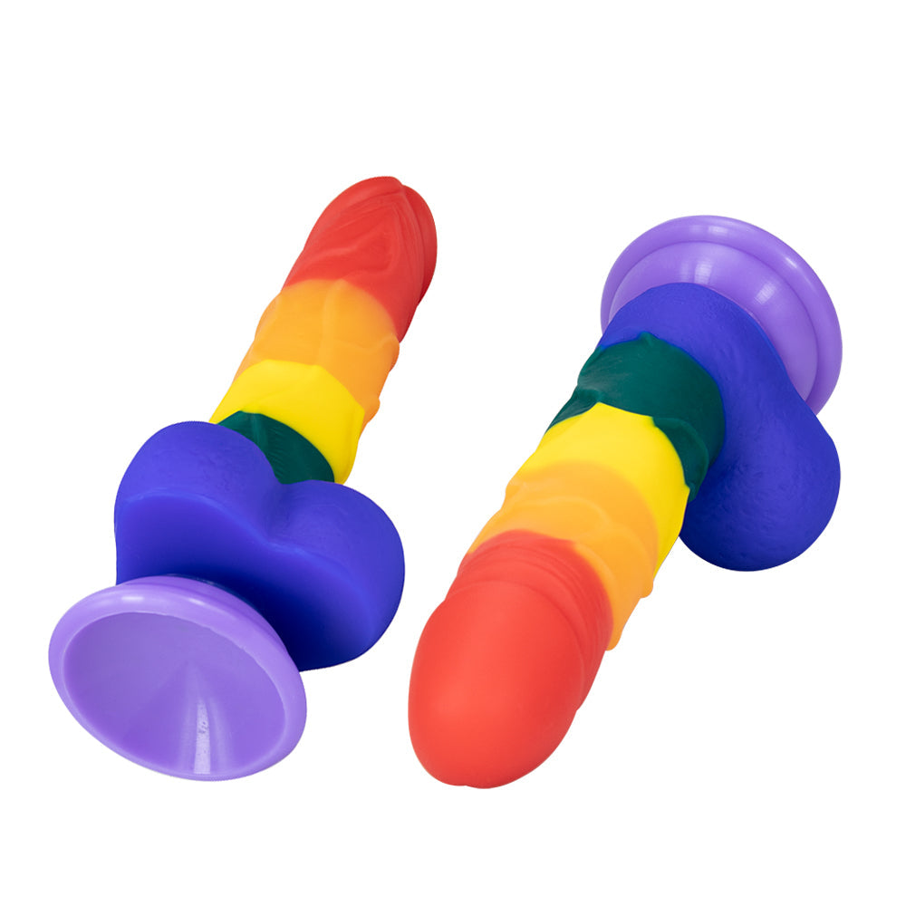 8 Inch Allovers Dildo Transparent Sucker Rainbow Dildo – product view 10