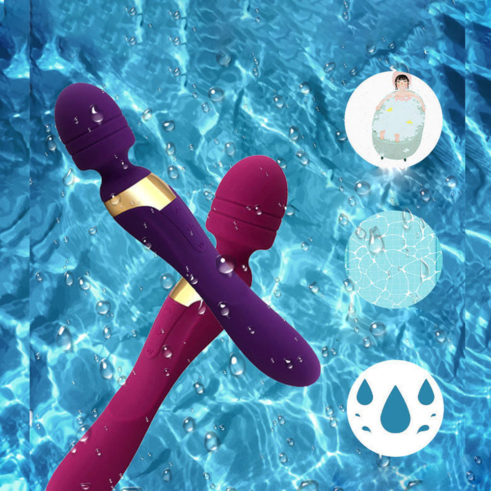Double Head Magic Wand Rechargeable with Vibrating Dildos – product view 4