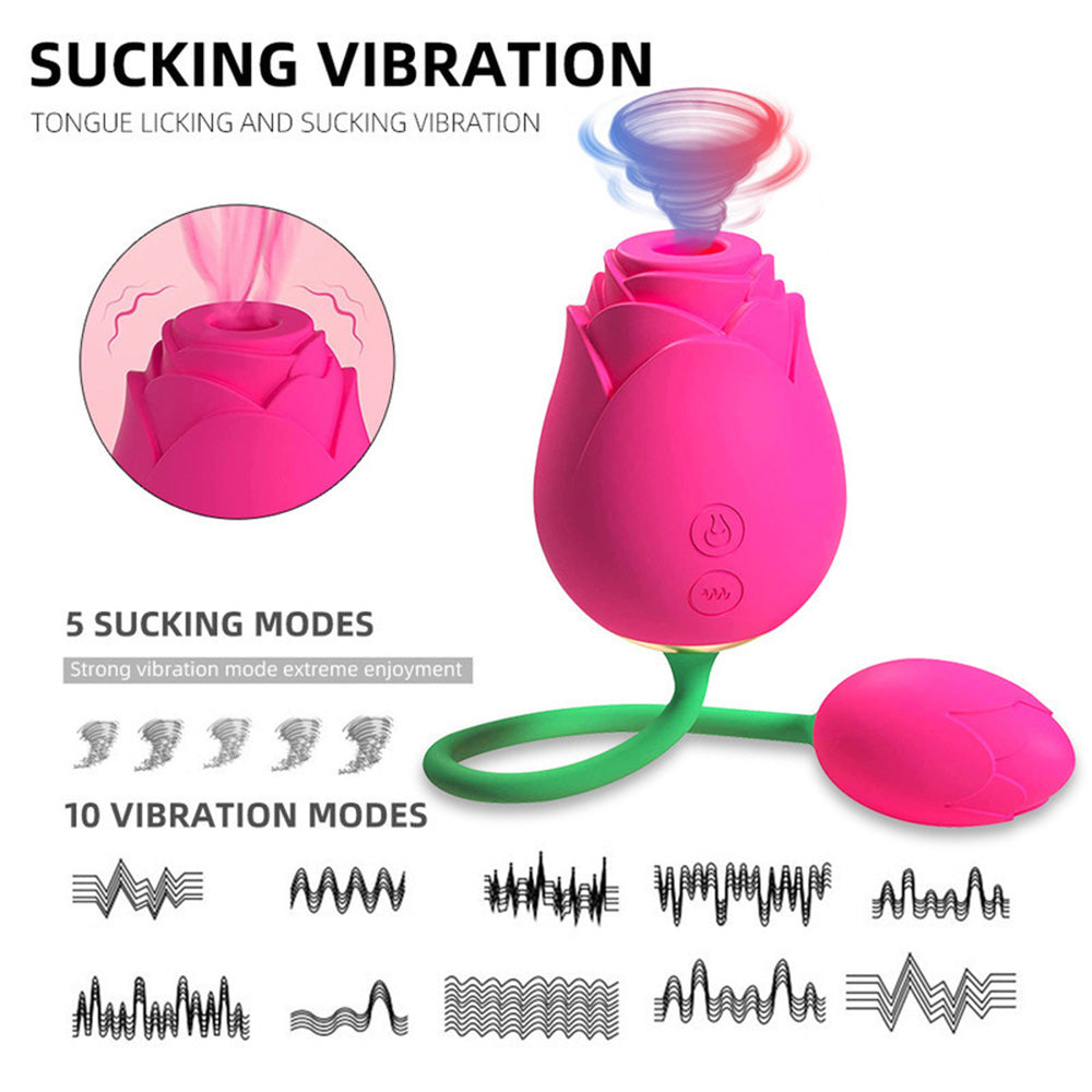 The Rose Vibrator - 5 Suction & 10 Vibration Modes with Vibrating Egg – product view 3